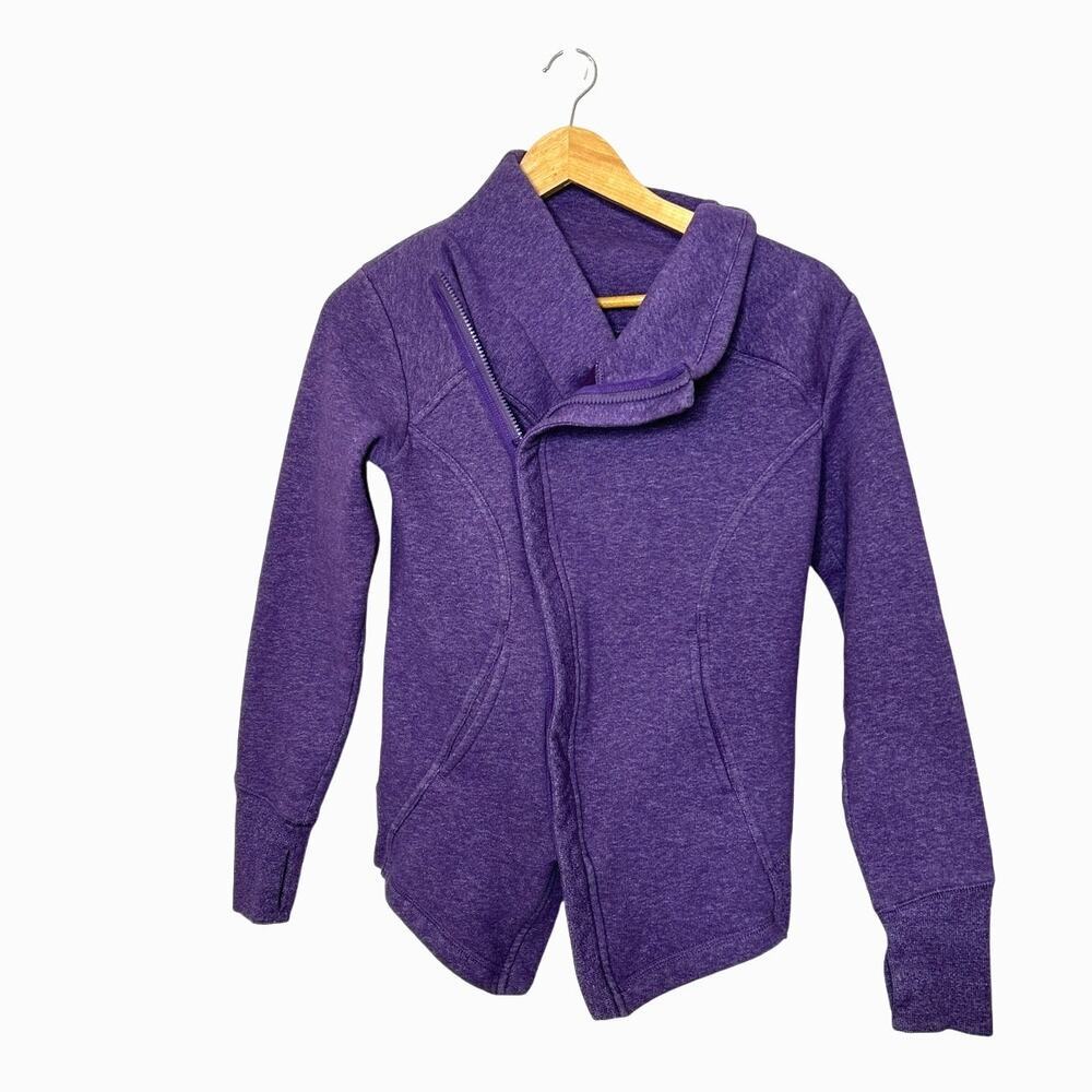 Zella Purple Snowdrift Asymmetrical‎ Full Zip Sweater Shacket Size XS